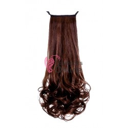 Extensie de par coada usor ondulata cu snur 50 cm Castaniu Inchis Mixt 8952233